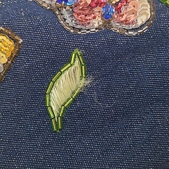 2002 Christian Dior VTG Blue Metallic Denim Pants w/Floral Embellishments - sz 8 - Picture 14 of 14